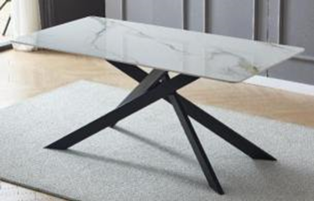 Стол керамический LA ALTA MERLIN Lauren black gold 200*80*76, каркас черный