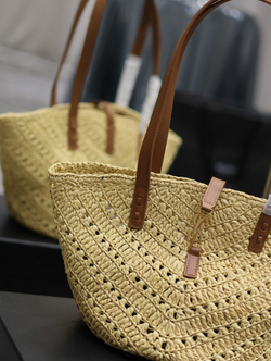 Saint Laurent Panier Small in Raffia