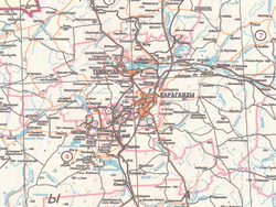 Карта Карагандинской области обновлённая, большая , настенная 2026 год