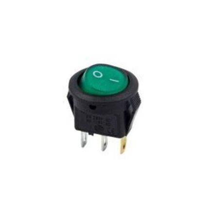 Выключатель клавишный круглый 250В 3А (3с) ON-OFF зеленый с подсветкой Micro REXANT
