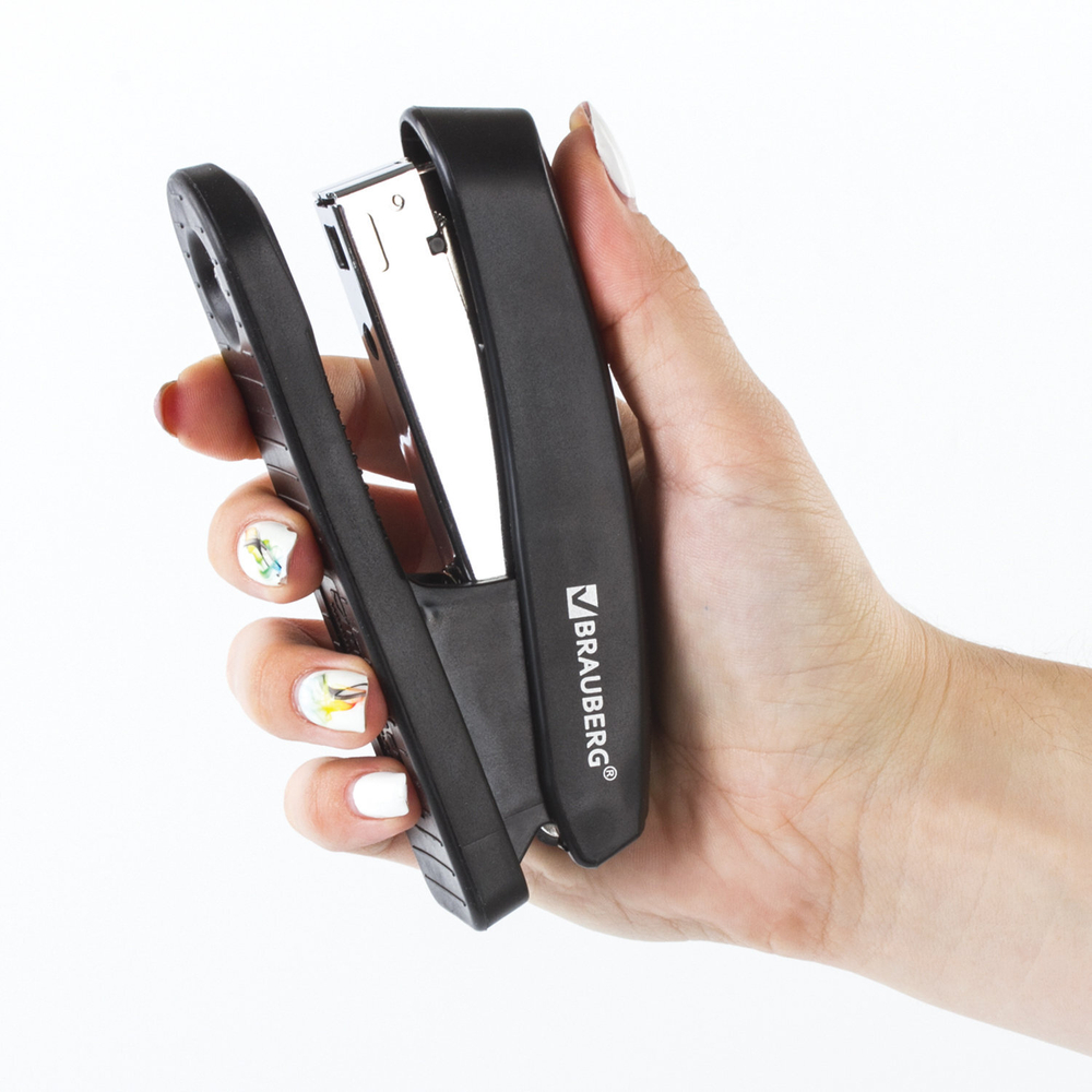 Степлер №24/6, 26/6 BRAUBERG «Standard+», до 30 листов, черный, 228608