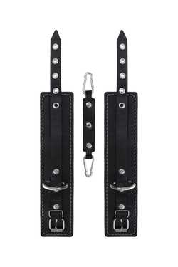 Черные двухслойные оковы с белой строчкой