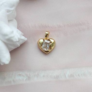 УЦЕНКА!!! Подвеска Сердце с фианитом, 13*12 мм, позолота. У050