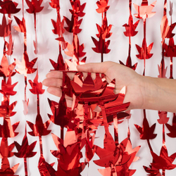 Занавес Листья, Красный, Металлик, 100*200 см