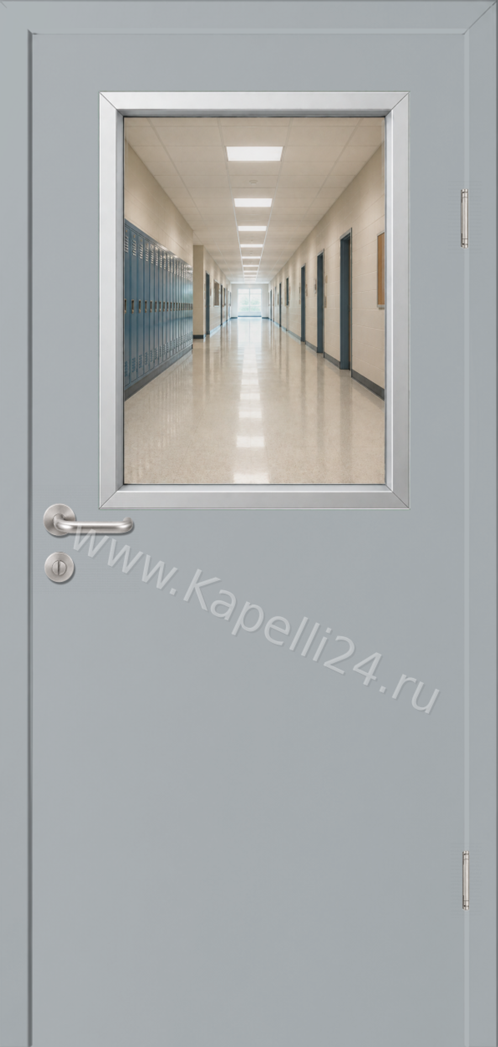 Влагостойкая Дверь Капель однопольная Оконный серый RAL 7040 Остекленное Прозрачное Алюминиевый штапик