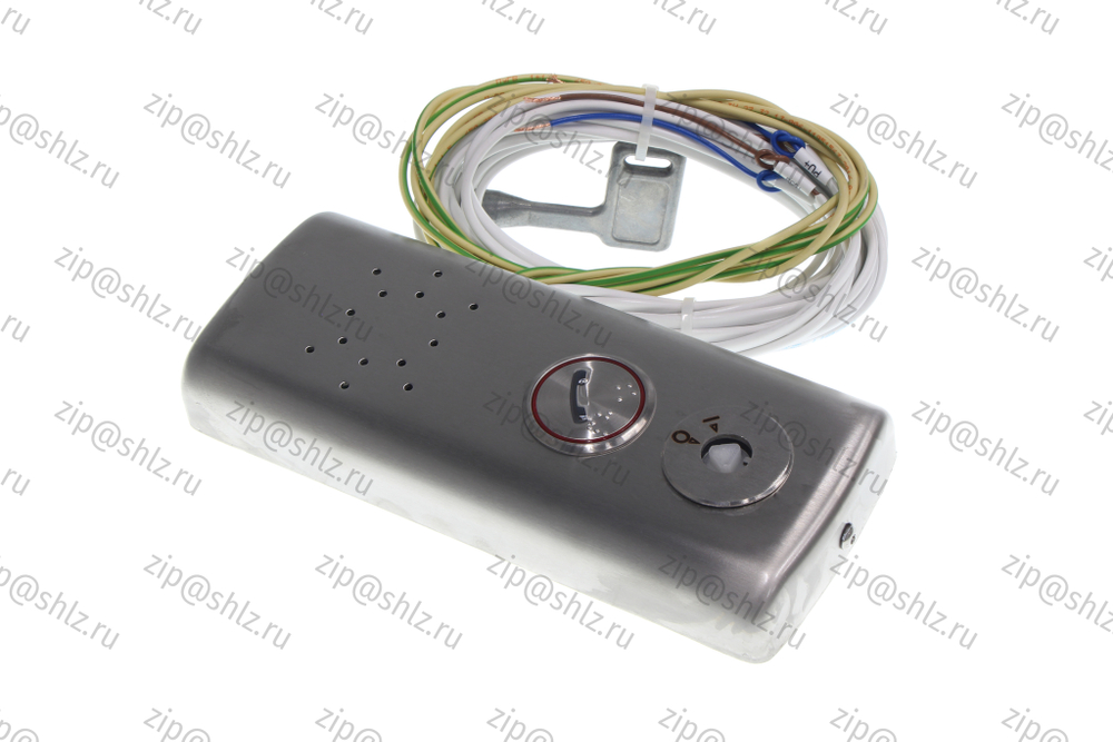 Пост ППП (Перевозка пожарных подразделений) ПЛВ54И-Н1Т0001ЩУ3П, круглая кнопка вызова "Телефонная трубка", шлифованная (сатинированная) нержавеющая сталь, 0601Щ.12.04.800А-02