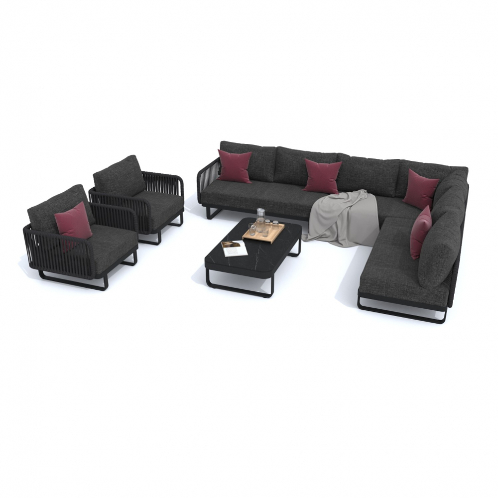 Лаунж зона угловая Ideal Patio БЕЛЛИСА С модульная маренго