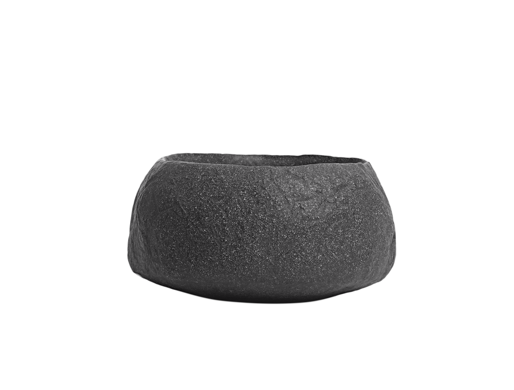 Кашпо TREEZ Effectory - Organic - Низкая чаша - Тёмно-серый камень