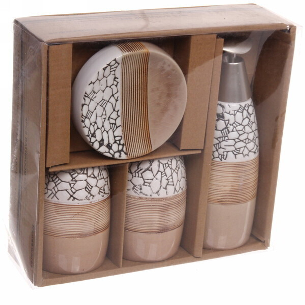 Набор для ванной из 4-х предметов керамический «Гермес» бело-черный