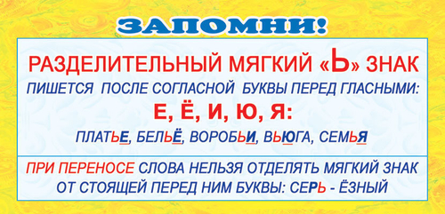 Обучающие карточки ШМ-3350сф Карточка "Запомни! Разделительный "Ь" знак
