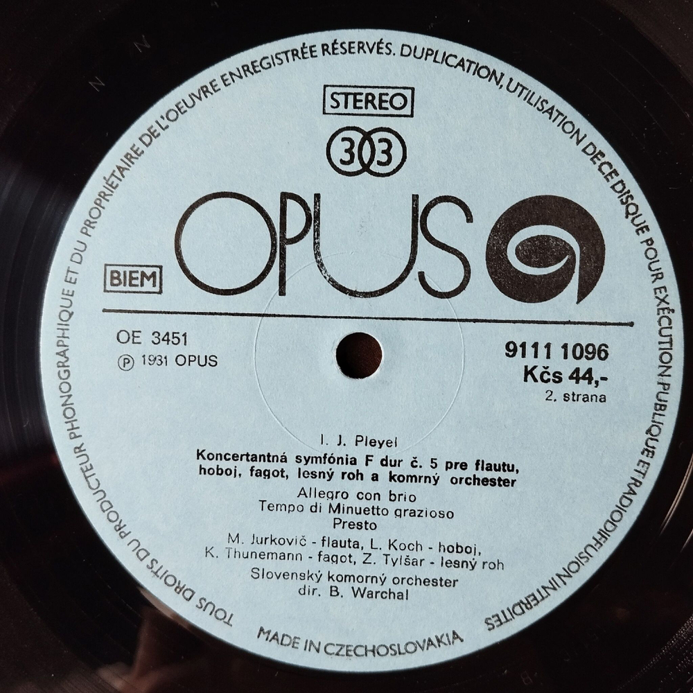Винтажная виниловая пластинка LP J. Haydn Й. Гайдн , Ignaz Pleyel Slovak Chamber Orchestra, Bohdan Warchal Haydn, Pleyel (Чехословакия 1982)