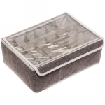 Кофр - органайзер для хранения вещей с прозрачной крышкой «УЮТДОМА», цвет серый, 24 отделения, 32*24*12см✦