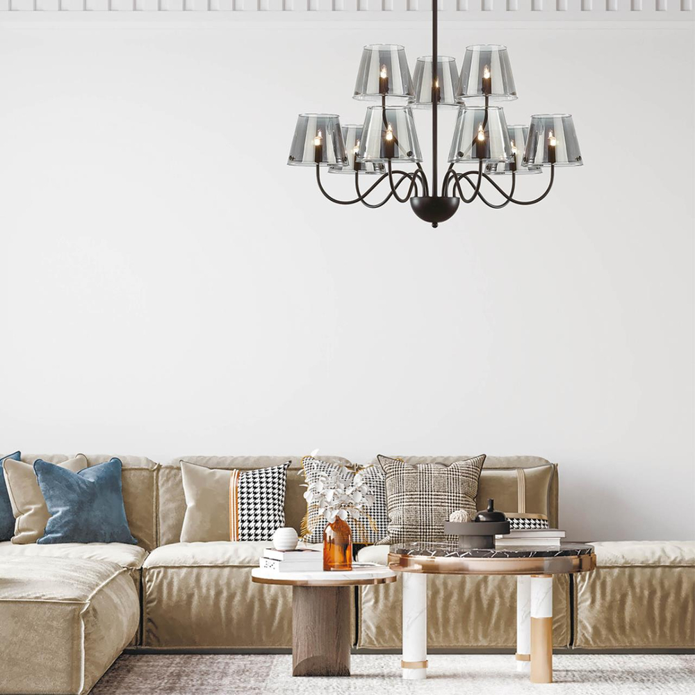 6570/12C MODERNI LN26 212 черный/дымчатый/металл/стекло Люстра потолочная G9 12*20W 220V SMOKY