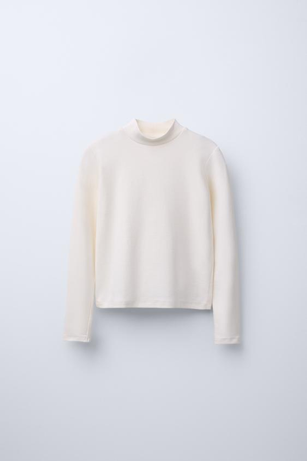 ZARA ТРИКОТАЖНЫЙ ТОП С КОНТРАСТНЫМИ РУКАВАМИ, БЕЖЕВЫЙ