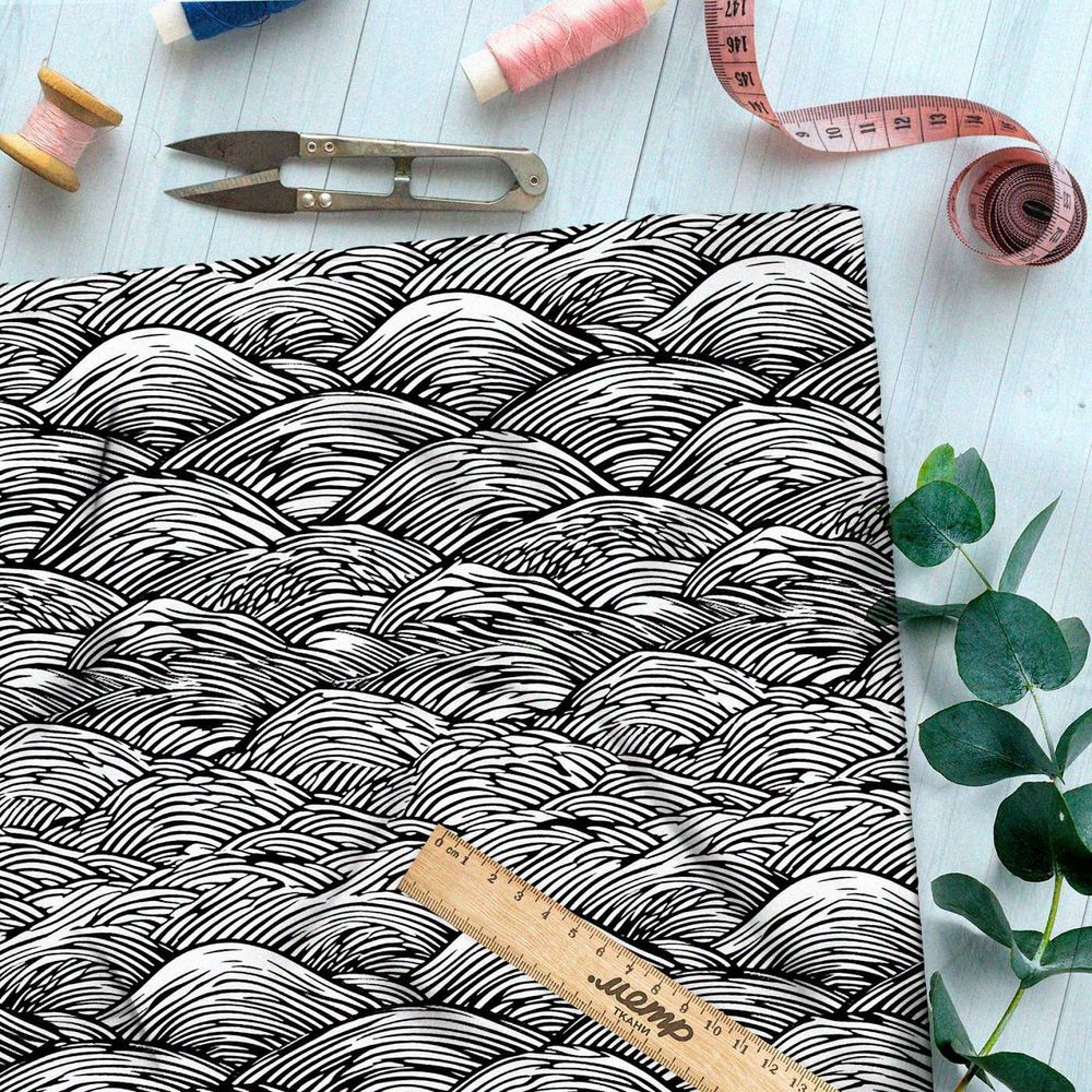 Ткань премиум Оксфорд 600D графический океан