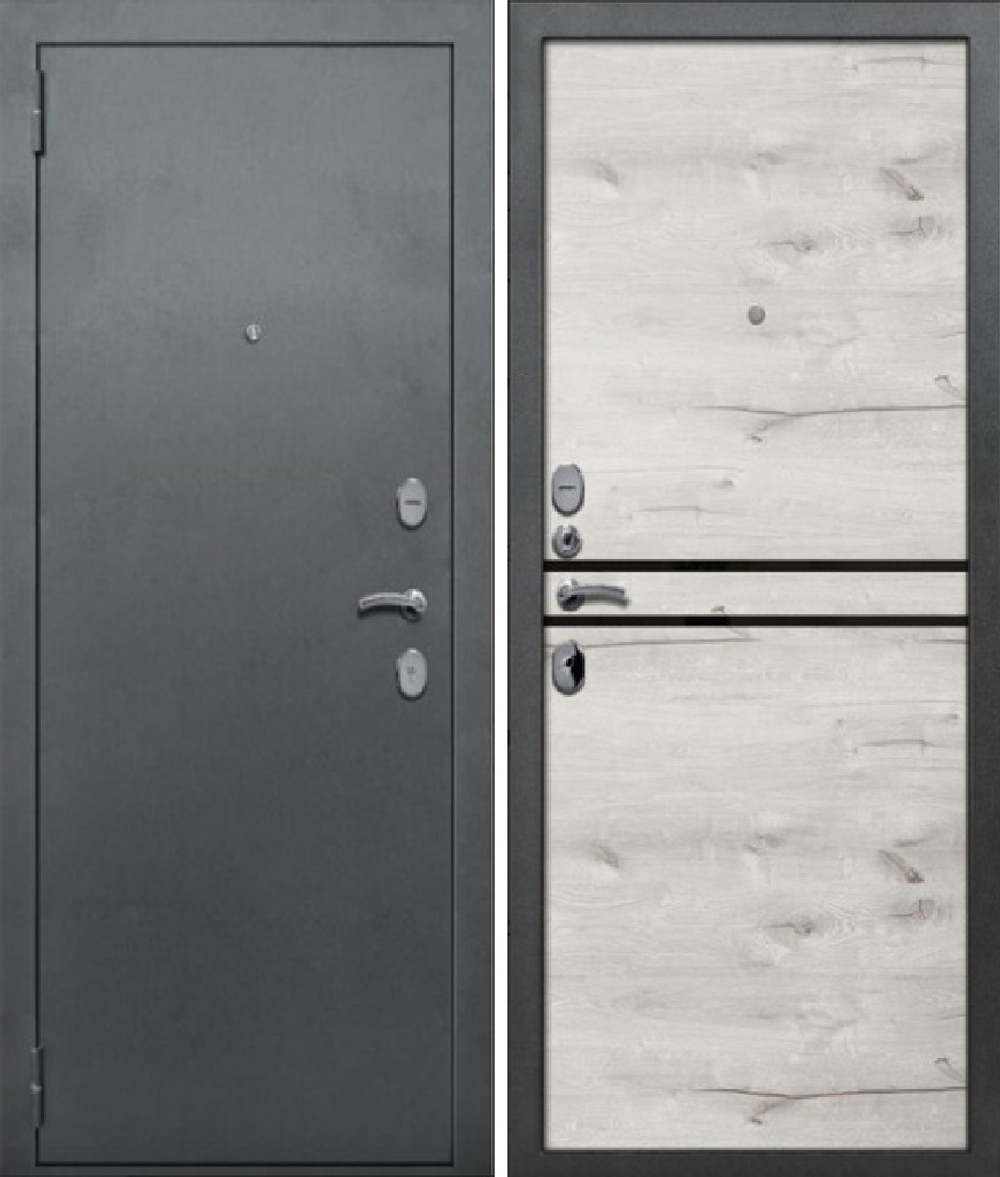 Входная дверь Волга-Бункер ДУЭТ 2 800*2000 Антик серебро - Дуб арктик
