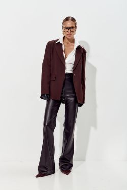 Приталенный пиджак "песочные часы" шоколадного цвета