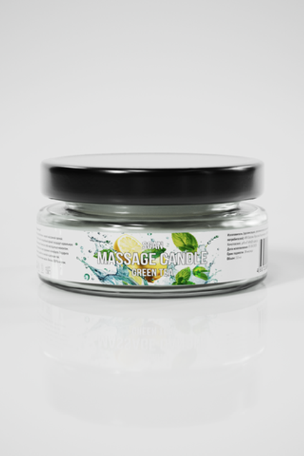 Натуральное твердое массажное масло SGAN с кокосовым воском и эфирными маслами "Зеленый чай" для нежного ухода и расслабляющего массажа, для романтических вечеров с эффектом увлажнения для тела, 50 мл.