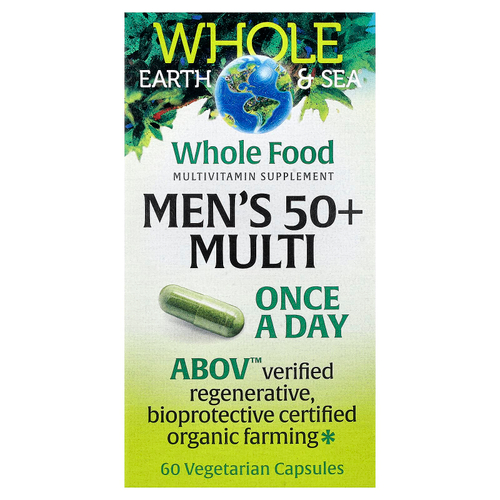 Natural Factors, Whole Earth & Sea®, мультивитамины для мужчин старше 50 лет, 60 вегетарианских капсул