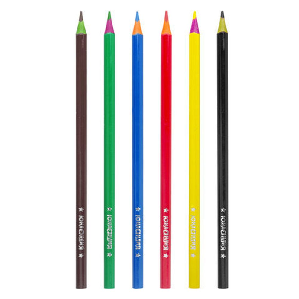Карандаши цветные ЮНЛАНДИЯ "КАРНАВАЛ", 6 цветов, пластиковые, заточенные, трехгранный корпус, 181683