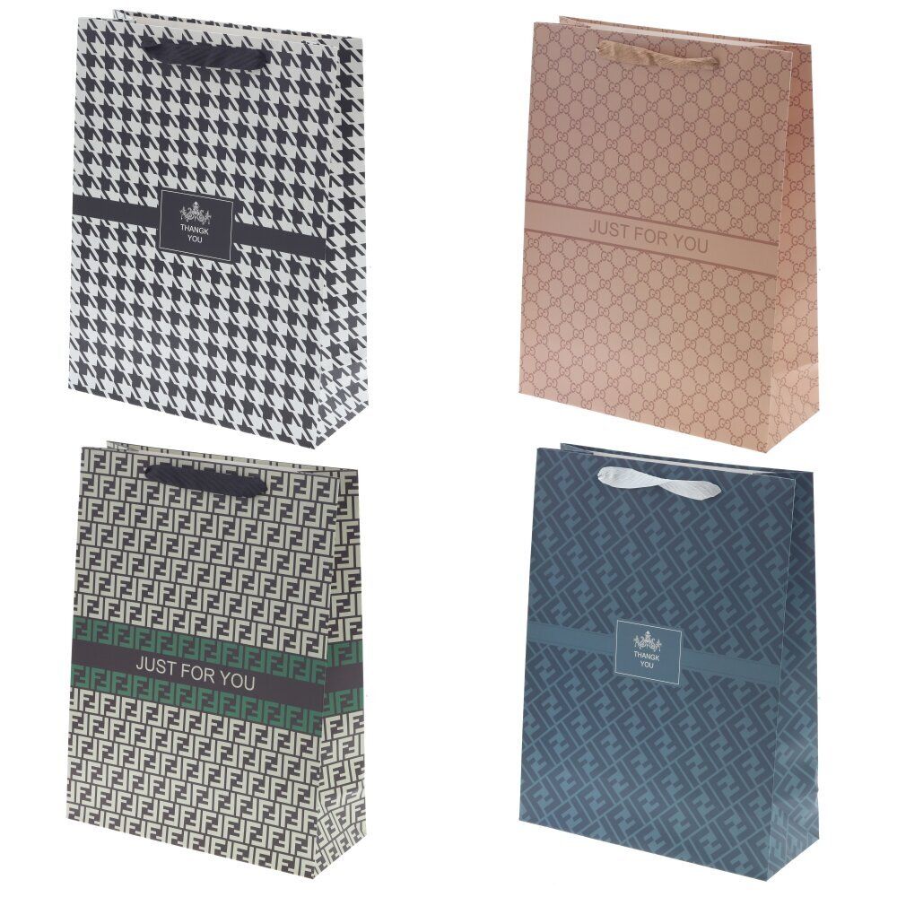 GAEM Пакет подарочный L (бумага 230г/м2, блок микс 12шт), L30 W12 H40 см, 4в.