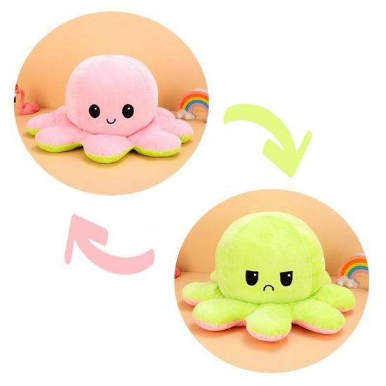 Мягкая игрушка-перевертыш "Осьминожек" розовый-салатовый, 30см