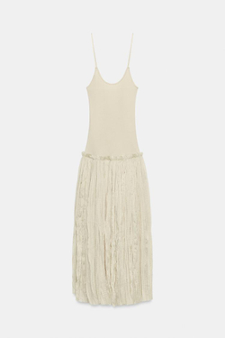 ZARA КОМБИНИРОВАННОЕ ПЛАТЬЕ МИДИ, ТЕЛЕСНО-РОЗОВЫЙ