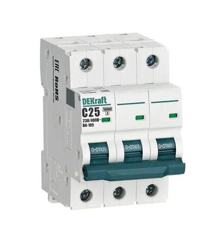 Выключатель автоматический модульный 3п C 25А 10кА ВА-105 DEKraft 13179DEK