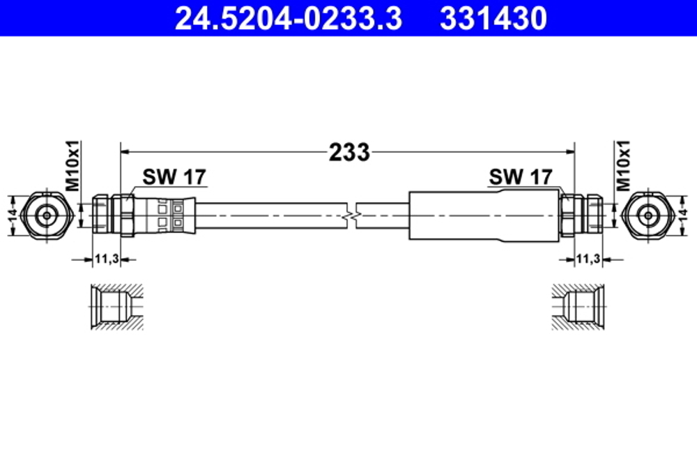 ATE - 24520402333-ATE - Brake Hose - Povrat artikla narucenog iz Njemacke nije moguc.