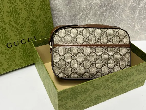 Маленькая сумка на плечо Gucci Horsebit 1955 бежевый