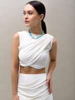 Колье "Pearl caramel blue" Silver