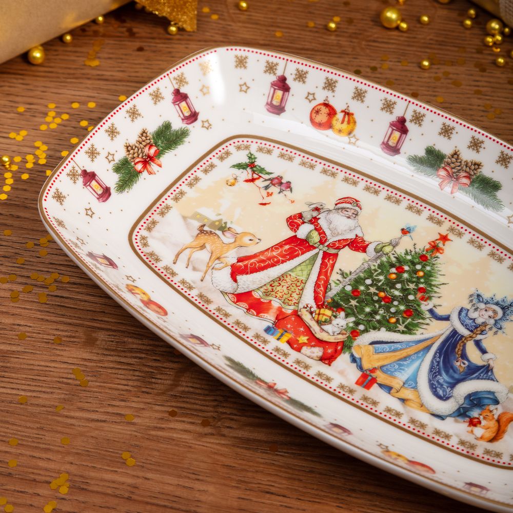 БЛЮДО LEFARD "ДЕД МОРОЗ И СНЕГУРОЧКА" ПРЯМОУГ. 25*16*3 СМ (КОР=12ШТ.)