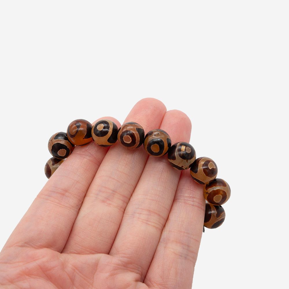 Бусина Дзи "Три глаза" из агата, 10мм, коричневый