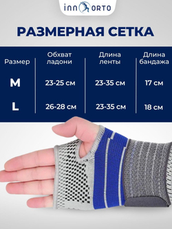 Бандаж / суппорт запястья «INNergy» с гелевой вставкой и эластичной лентой-фиксатором, 2 шт