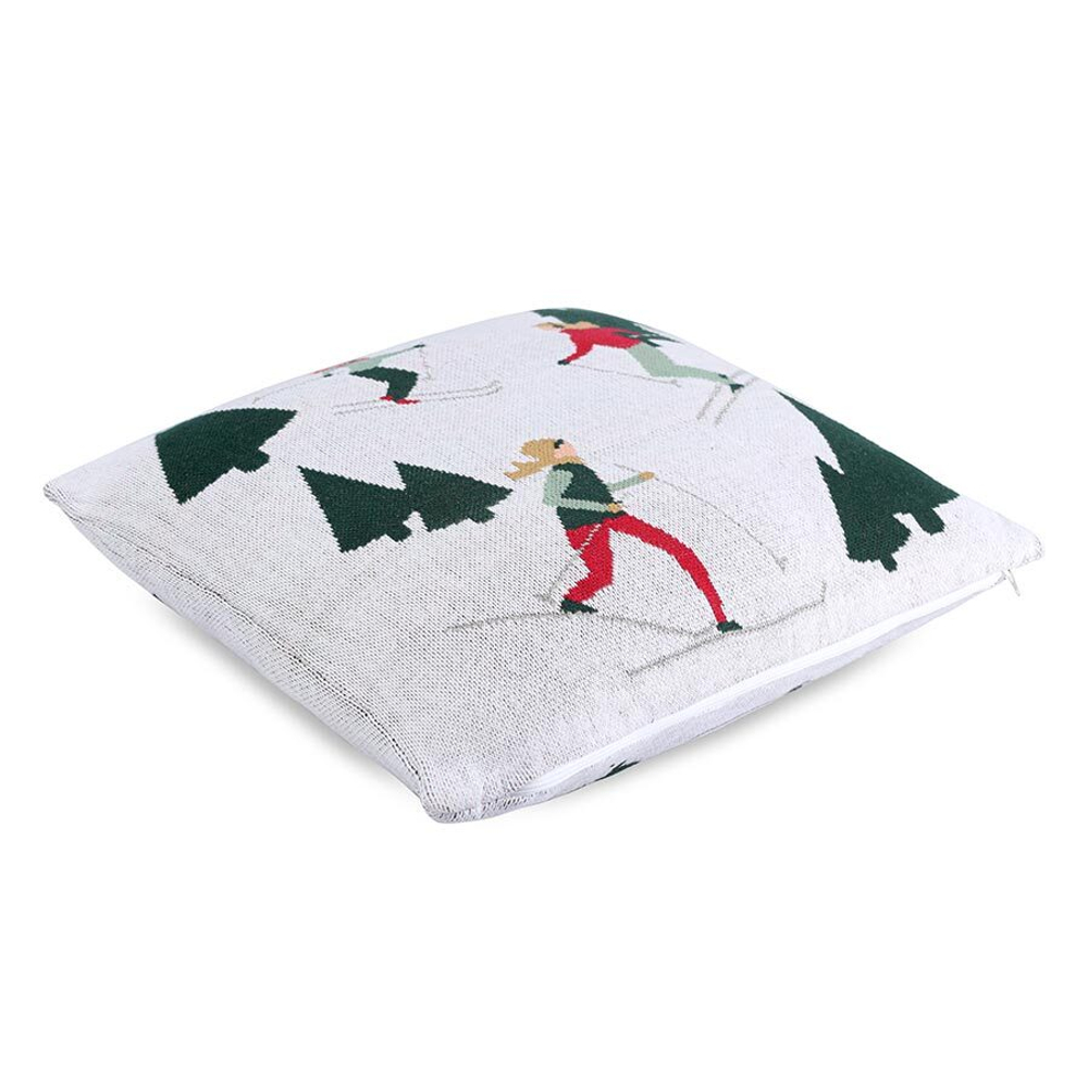 Подушка вязаная с новогодним рисунком let's ski из коллекции new year essential, 45x45 см