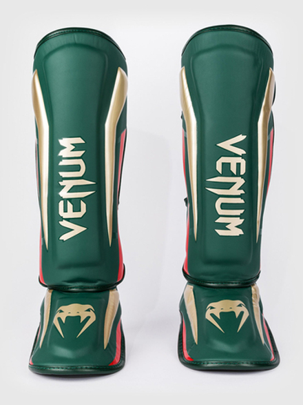 Щитки Venum Elite Green/Gold/Red