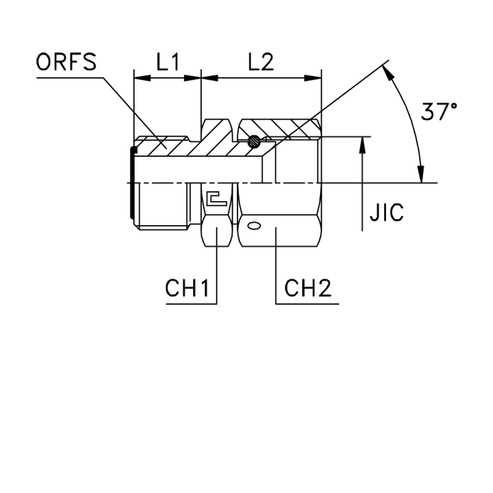 Адаптер AS D12 ORFS 13/16 - JIC 3/4