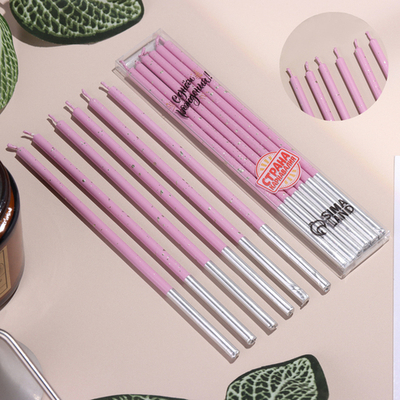 Набор свечей в торт, 6 штук "Исполнение желаний", 15 см, лавандовый