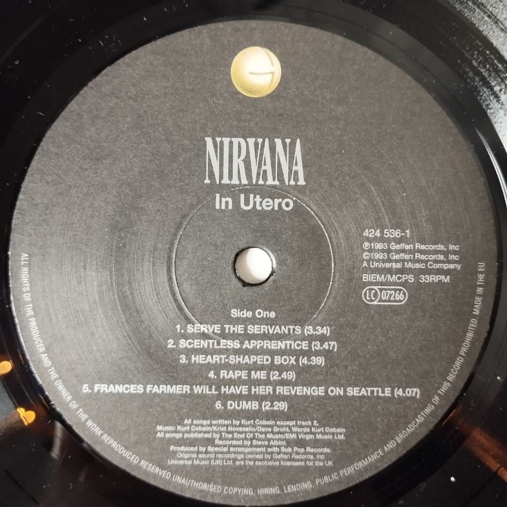 Винтажная виниловая пластинка LP Nirvana In Utero (UK 2003)