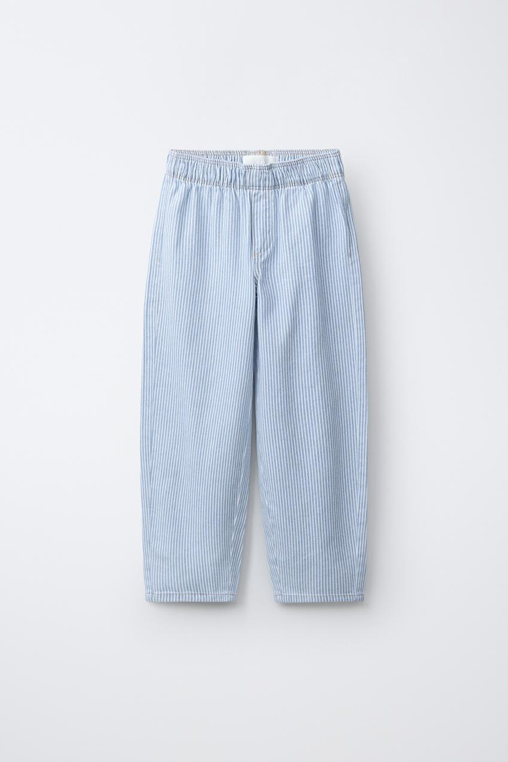 ZARA БРЮКИ BARREL В ПОЛОСКУ, РАЗНОЦВЕТНЫЙ