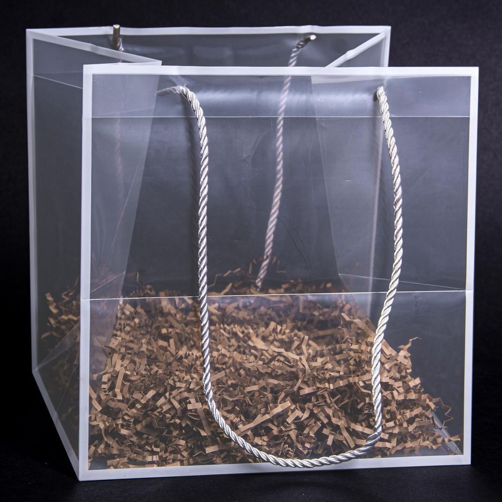 Пакет КУБ 25*25*22 ПРОЗРАЧНЫЙ С БЕЛОЙ