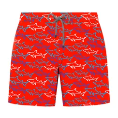 Мужские шорты пляжные красные с принтом JOHN FRANK JFSSSWL91-GREAT SHARK RED