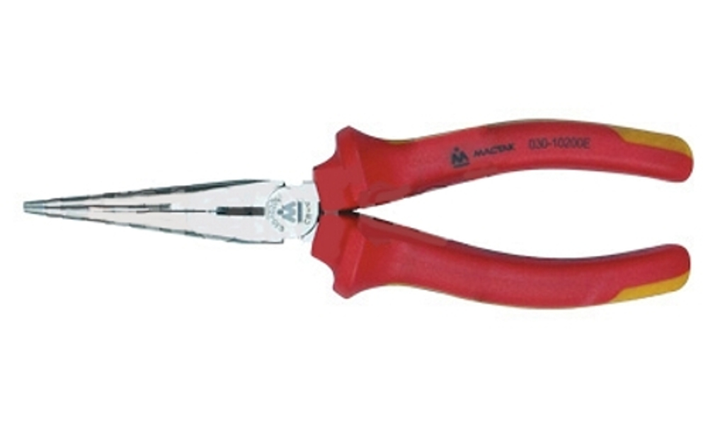 Плоскогубцы удлинённые тонкие прямые 200 мм, диэлектрические, держатель МАСТАК 030-10200EH