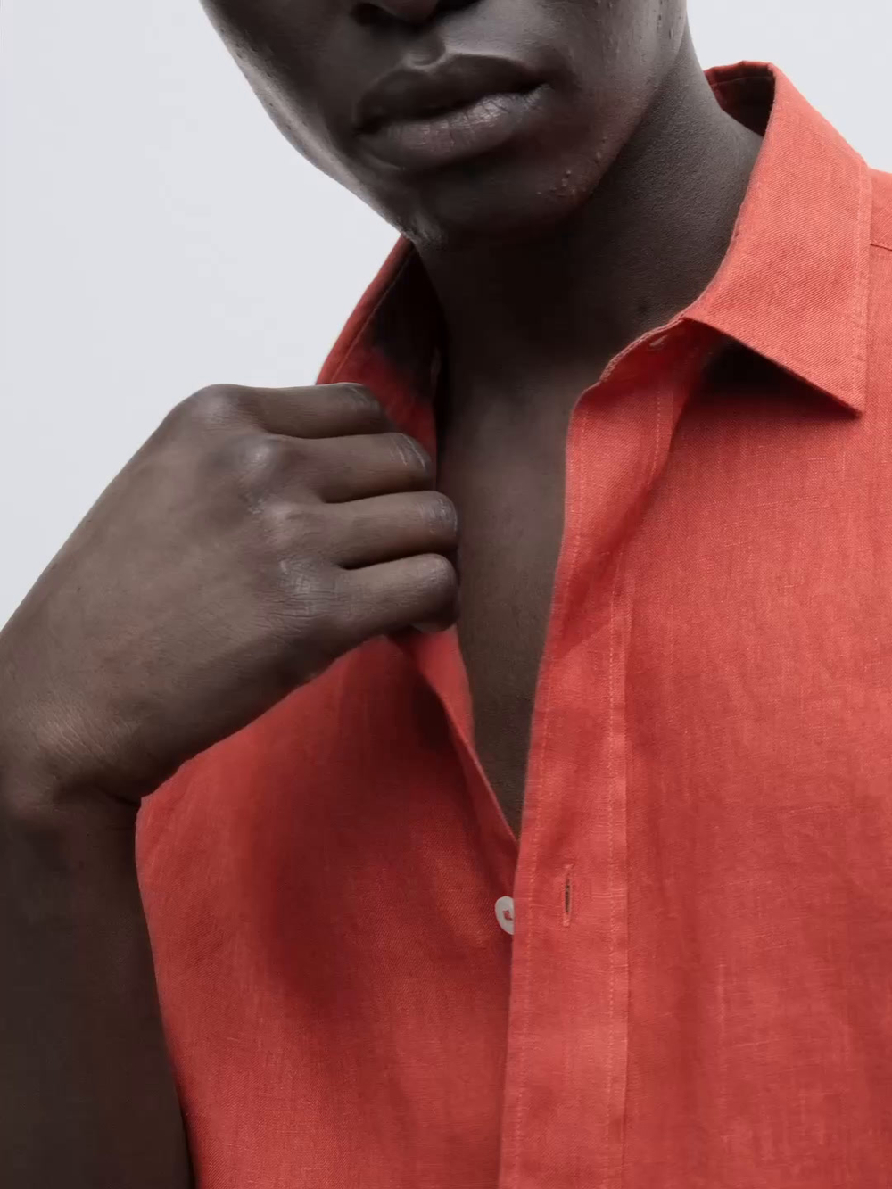 Massimo Dutti Рубашка приталенного кроя из 100% льна, цвет жженого апельсина