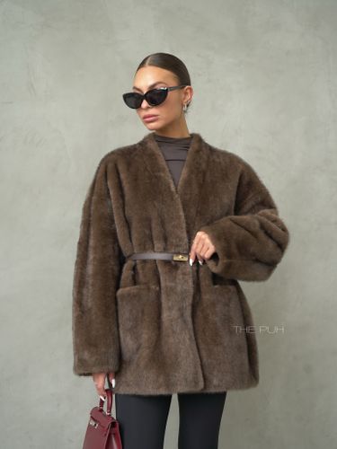 Шоколадная шуба с поясом