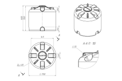 Емкость для КАС ЭкоПром TR 3000 л. вертикальная транспортная (170x170x160см;красный) - арт.555359
