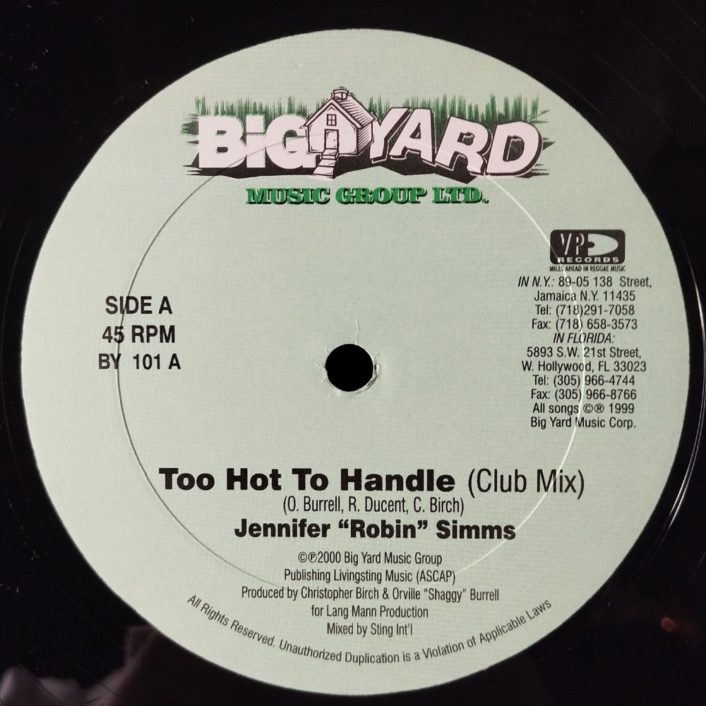 Винтажная виниловая пластинка LP Jennifer Robin Simms Too Hot To Handle (USA 2000) 45 RPM