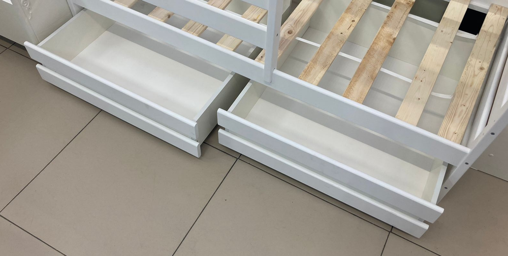 Комплект выкатных ящиков для детской кроватки Манеж эко, Домик, Манеж 2-х ярусный белый