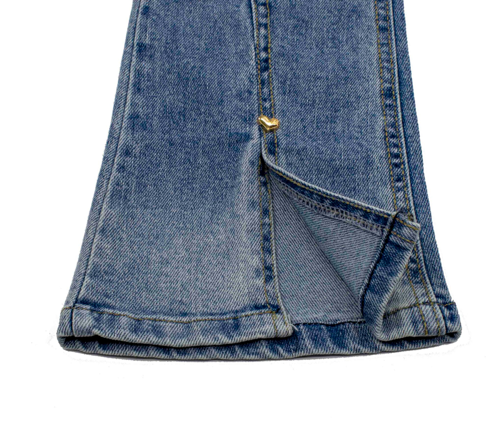 джинсы на резинке клеш Сердечки 4458