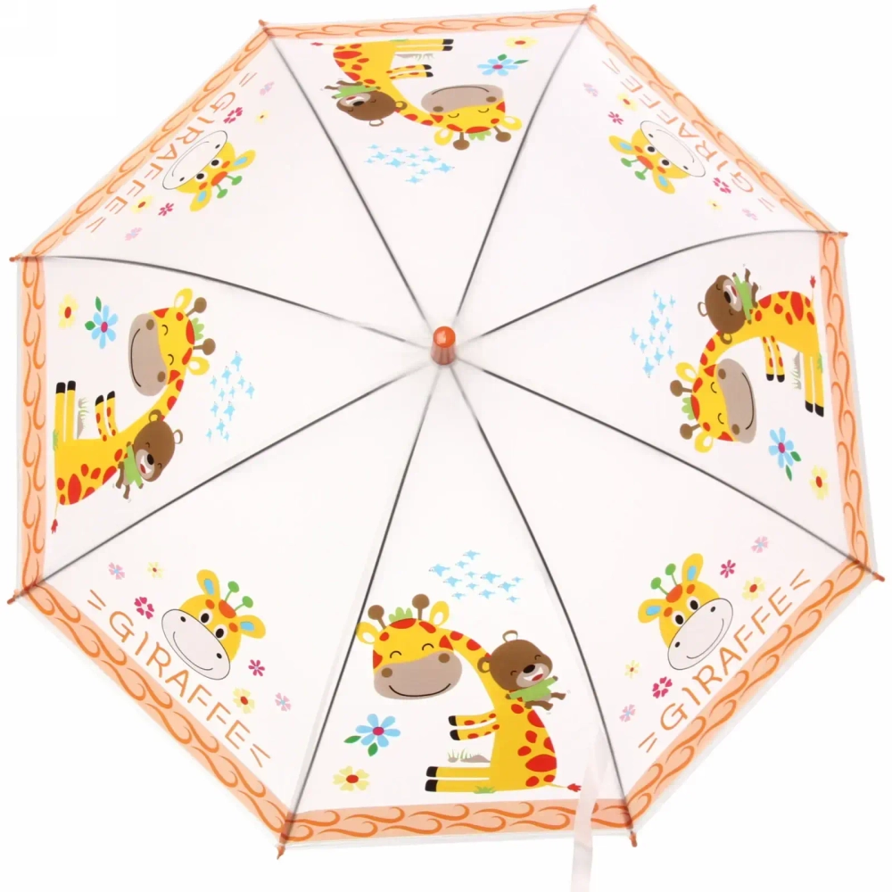 Зонт детский полуавтомат «Ultramarine - Весёлые зверята», микс 6 цветов, 8 спиц, d-98см, длина в слож. виде 65см